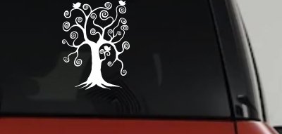 Swirl Tree With Birds Swirls Car or Truck Window Vinyl Decal Sticker