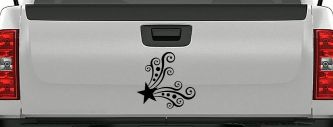 Star Corner Swirl Swirls Car or Truck Window Vinyl Decal Sticker (Black)