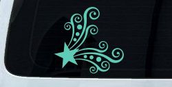Star Corner Swirl Swirls Car or Truck Window Decal Sticker (Mint)