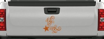 Star Corner Swirl Swirls Car or Truck Window Decal Sticker (Nut Brown)