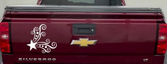 Star Corner Swirl Swirls Car or Truck Window Vinyl Decal Sticker (White)