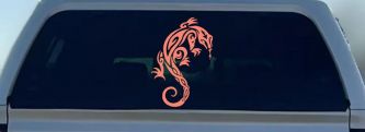 Tribal Iguana Car or Truck Window Vinyl Decal Sticker (Coral)