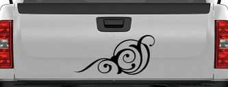 Swirl 3 Point Swirls Car or Truck Window Decal Sticker (Black)