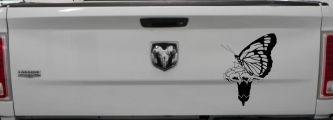 Butterfly On Small Flower Butterflies Car or Truck Window Decal Sticker (Black)