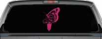 Butterfly On Small Flower Butterflies Car or Truck Window Vinyl Decal Sticker (Hot Pink)