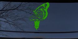 Butterfly On Small Flower Butterflies Car or Truck Window Vinyl Decal Sticker (Lime)