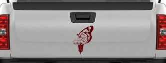 Butterfly On Small Flower Butterflies Car or Truck Window Decal Sticker (Purple Red)