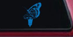 Butterfly On Small Flower Butterflies Car or Truck Window Decal Sticker (Sky Blue)