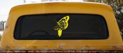 Butterfly On Small Flower Butterflies Car or Truck Window Vinyl Decal Sticker (Yellow)