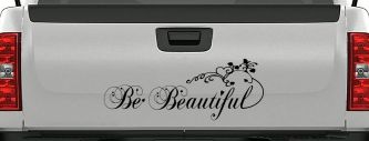 Be Beautiful Swirl Car or Truck Window Vinyl Decal Sticker (Black)