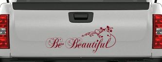 Be Beautiful Swirl Car or Truck Window Decal Sticker (Burgundy)