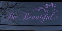 Be Beautiful Swirl Car or Truck Window Decal Sticker (Purple)