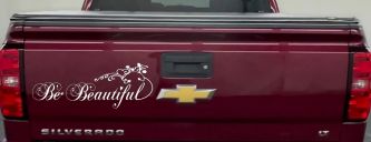 Be Beautiful Swirl Car or Truck Window Decal Sticker (White)