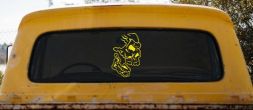 Skull Side View Skulls Car or Truck Window Decal Sticker (Yellow)