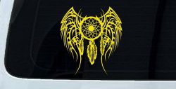 Dreamcatcher With Tribal Wings Native American Indian Dream Catcher Car or Truck Window Decal Sticker (Yellow)