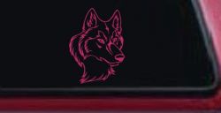 Wolf Head Car or Truck Window Decal Sticker (Hot Pink)