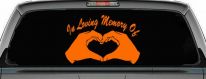 In Loving Memory Of Hands In Shape Of Heart Car or Truck Window Decal Sticker (Orange)