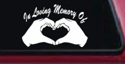 In Loving Memory Of Hands In Shape Of Heart Car or Truck Window Decal Sticker