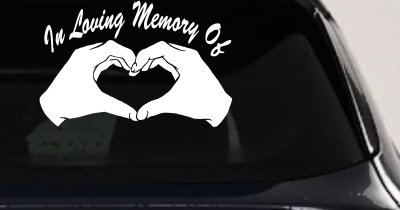 In Loving Memory Of Hands In Shape Of Heart Car or Truck Window Vinyl Decal Sticker