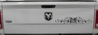 Rose Vine With Swirls Flowers And Vines Car or Truck Window Decal Sticker (Black)