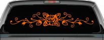 Rose Vine With Swirls Flowers And Vines Car or Truck Window Vinyl Decal Sticker (Orange)