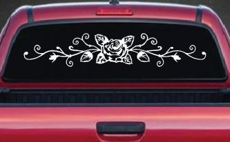 Rose Vine With Swirls Flowers And Vines Car or Truck Window Decal Sticker