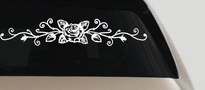 Rose Vine With Swirls Flowers And Vines Car or Truck Window Vinyl Decal Sticker
