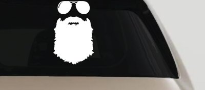 Rugged Beard With Sunglasses Country Car or Truck Window Vinyl Decal Sticker (White)