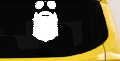 Rugged Beard With Sunglasses Country Car or Truck Window Vinyl Decal Sticker (White)