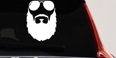 Fu Manchu Beard With Sunglasses Country Car or Truck Window Vinyl Decal Sticker