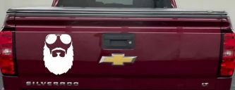 Fu Manchu Beard With Sunglasses Country Car or Truck Window Vinyl Decal Sticker (White)