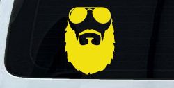 Fu Manchu Beard With Sunglasses Country Car or Truck Window Decal Sticker (Yellow)
