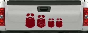 Beard Stick Figure Family Country Car or Truck Window Decal Sticker (Burgundy)