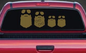 Beard Stick Figure Family Country Car or Truck Window Decal Sticker (Gold)