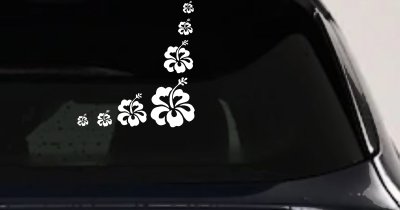 Hibiscus Flower Corner Car or Truck Window Vinyl Decal Sticker