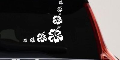 Hibiscus Flower Corner Car or Truck Window Vinyl Decal Sticker