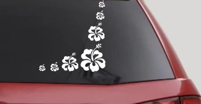 Hibiscus Flower Corner Car or Truck Window Vinyl Decal Sticker