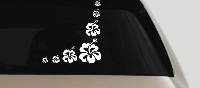Hibiscus Flower Corner Car or Truck Window Vinyl Decal Sticker