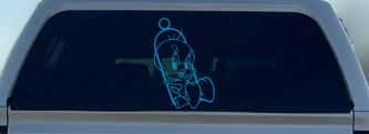 Tweety Bird On Swing Cartoons Car or Truck Window Decal Sticker (Blue)