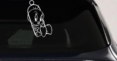 Tweety Bird On Swing Cartoons Car or Truck Window Vinyl Decal Sticker