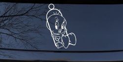Tweety Bird On Swing Cartoons Car or Truck Window Decal Sticker