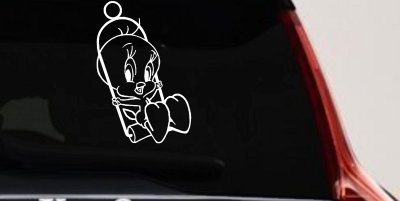Tweety Bird On Swing Cartoons Car or Truck Window Vinyl Decal Sticker