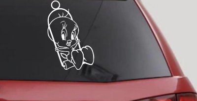 Tweety Bird On Swing Cartoons Car or Truck Window Vinyl Decal Sticker