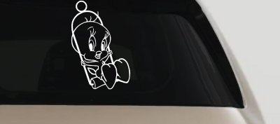 Tweety Bird On Swing Cartoons Car or Truck Window Vinyl Decal Sticker