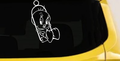 Tweety Bird On Swing Cartoons Car or Truck Window Vinyl Decal Sticker