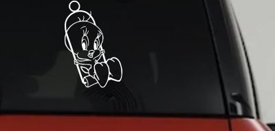 Tweety Bird On Swing Cartoons Car or Truck Window Vinyl Decal Sticker