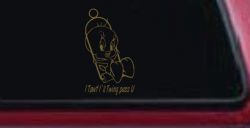 Tweety Bird Twing Pass U Text Cartoons Car or Truck Window Decal Sticker (Gold)