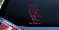 Tweety Bird Twing Pass U Text Cartoons Car or Truck Window Vinyl Decal Sticker (Hot Pink)