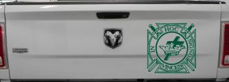 Knights Templar Cross Crown In Hoc Signo Vinces Car or Truck Window Decal Sticker (Dark Green)
