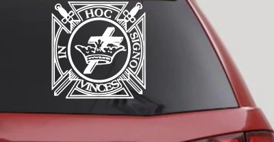 Knights Templar Cross Crown In Hoc Signo Vinces Car or Truck Window Vinyl Decal Sticker